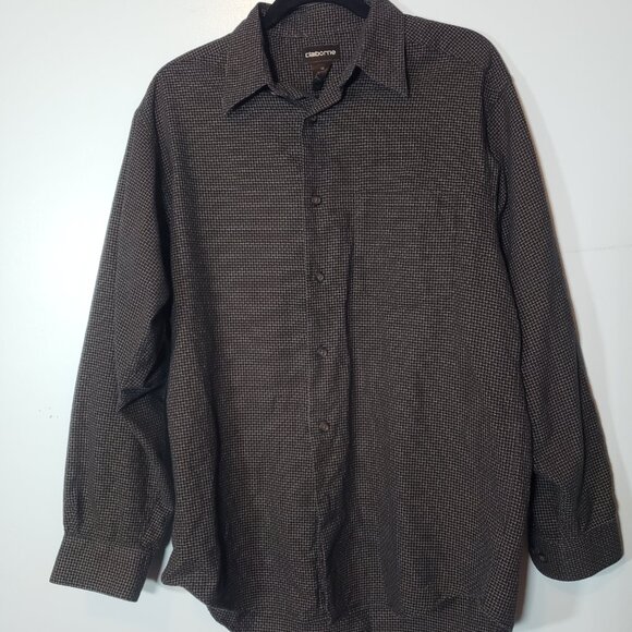 Claiborne Men's Black Geometric Button Up Dress Shirt Size M - Picture 5 of 5